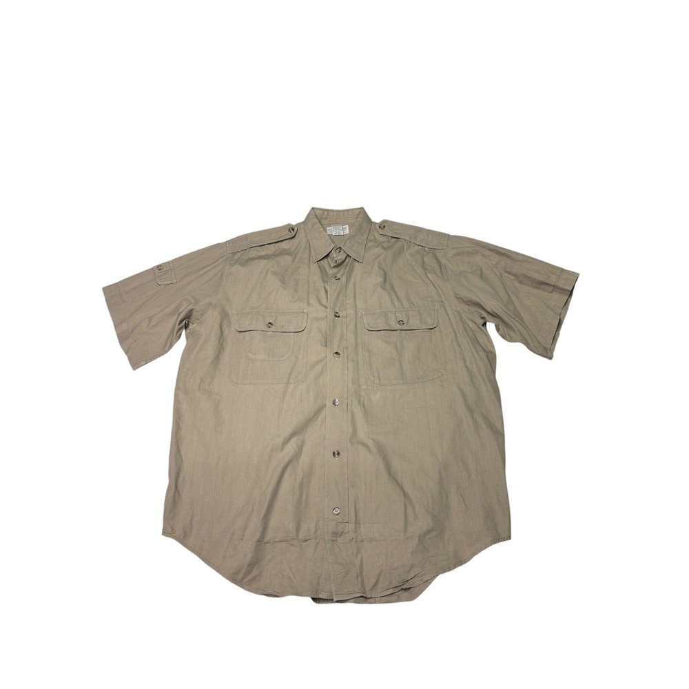VTG 90s Banana Republic Safari Travel Shirt Mens Medium Khaki Cotton SS